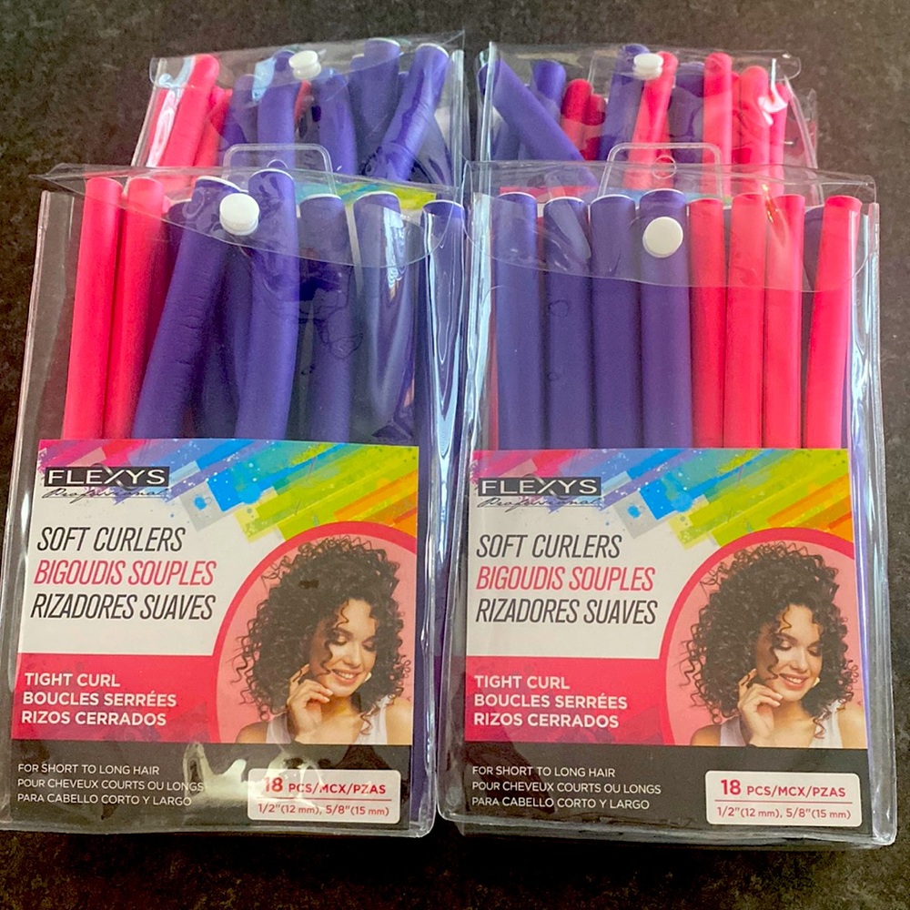 Flexi Rod Heatless hair rollers - 4 packs=72 rollers